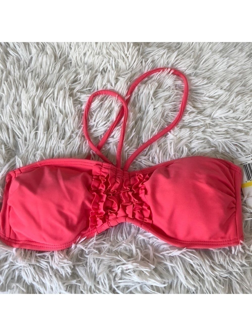 Nwt 2/$22 Hula Honey coral ruffle bandeau top Med